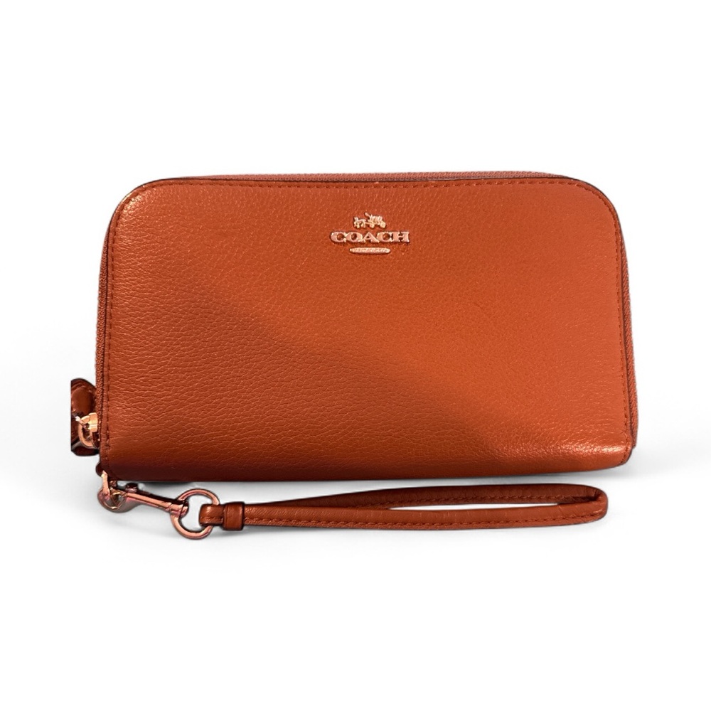 Coach Caramel Leather Wristlet Double Zip Wristlet